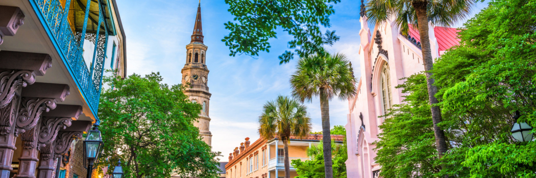 Charleston, South Carolina, USA historic downtown cityscape.